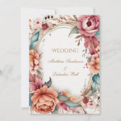 Invitation Mariage Beau Moderne Boho Floral fleurs (Devant)