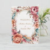 Invitation Mariage Beau Moderne Boho Floral fleurs (Debout devant)
