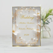 Invitation Mariage Beau Or Blanc Moderne Célébration (Debout devant)
