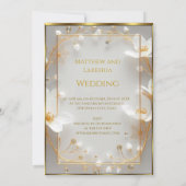 Invitation Mariage Beau Or Blanc Moderne Célébration (Dos)