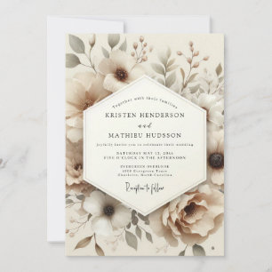 Invitation Mariage Beige Anémone Subtile