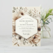 Invitation Mariage Beige Anémone Subtile (Debout devant)