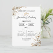 Invitation Mariage beige avec bouquet (Debout devant)