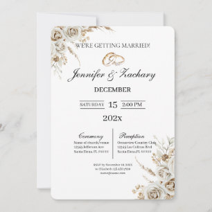 Invitation Mariage beige avec bouquet