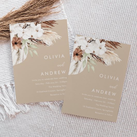 Invitation Mariage Beige Beige Beige Terme moderne
