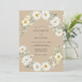 Invitation Mariage Beige Blanc Paeonie (Debout devant)