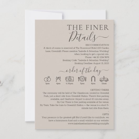 Invitation Mariage Beige Clair Détails Raffinés (Devant)