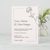 Invitation Mariage Beige Élégante (Debout devant)