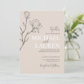 Invitation Mariage Beige Élégante (Debout devant)
