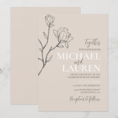 Invitation Mariage Beige Élégante (Devant / Derrière)