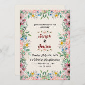 Invitation Mariage beige, Romantique florale Elégance (Devant / Derrière)