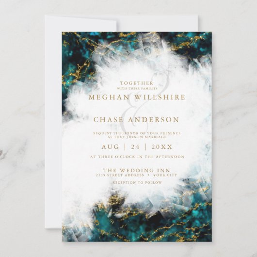 Invitation Mariage | Belle Géode de cristal Apatite (Devant)