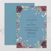 Invitation Mariage Berry Slate Bordeaux (Devant / Derrière)