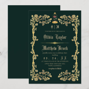 Invitation Mariage Bête & la Beauté Émeraude Verte