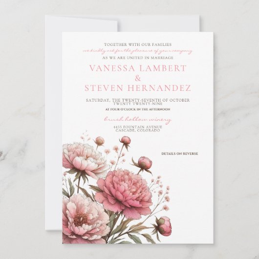 Invitation Mariage Big Pink Blooms (Devant)