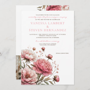 Invitation Mariage Big Pink Blooms