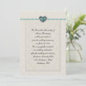 Invitation Mariage Bijoux et coeurs Turquoises (Debout devant)