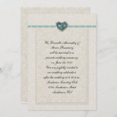 Invitation Mariage Bijoux et coeurs Turquoises (Devant / Derrière)