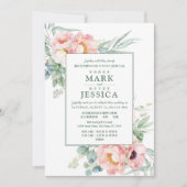 Invitation Mariage Bilingue chinois rose Fleurs blanches (Devant)