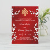 Invitation MARIAGE BILINGUE Fleur blanche tibétaine (Debout devant)