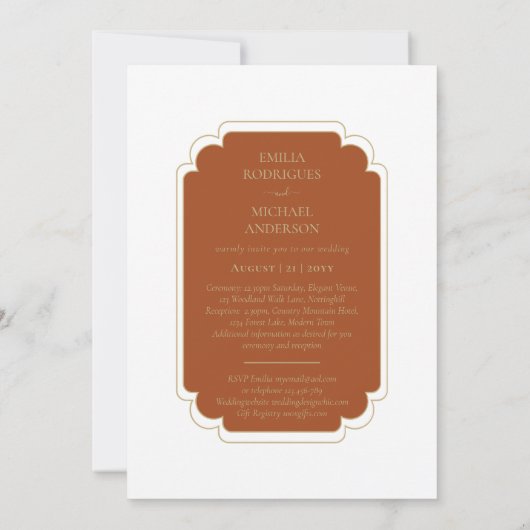 Invitation Mariage BILINGUISTIQUE double face Terracotta (Dos)