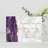Invitation Mariage Bille d'Agate Or Violet (Debout devant)