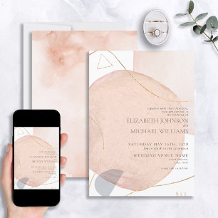 Invitation Mariage biologique Abstrait Blush Pink & Gold Foil
