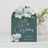 Invitation Mariage biologique Azaleas blanc gris vert vert Fl (Debout devant)