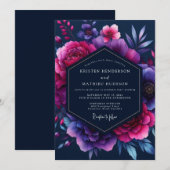 Invitation Mariage Bioluminescent d'Améthyste (Devant / Derrière)