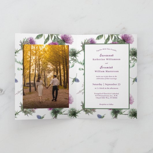 Invitation Mariage bipli personnalisable chic violet (Intérieur)