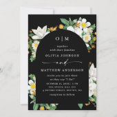 Invitation Mariage Black Arch. Fleur Elegant Bloom + Code QR (Devant)