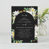 Invitation Mariage Black Arch. Fleur Elegant Bloom + Code QR (Debout devant)