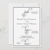 Invitation Mariage Black Curly Script Faith Hope & Love (Devant)