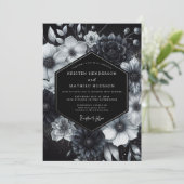 Invitation Mariage Black Ethereal Bloom (Debout devant)