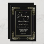 Invitation Mariage Black Frame Gold (Devant / Derrière)