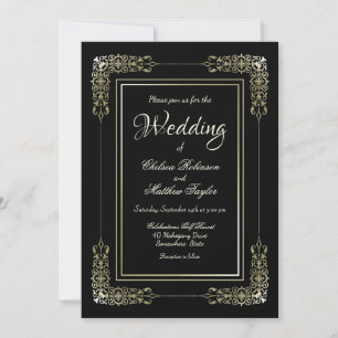 Invitation Mariage Black Frame Gold