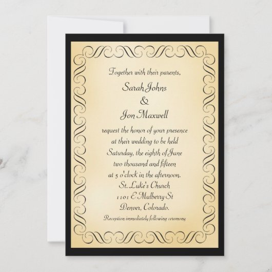 Invitation Mariage Black Frame Gold (Devant)