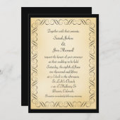 Invitation Mariage Black Frame Gold (Devant / Derrière)