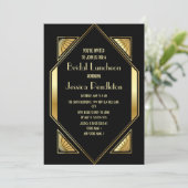 Invitation Mariage Black Gold Art Déco (Debout devant)