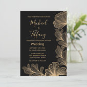 Invitation mariage Black Gold Romantic Filigree (Debout devant)