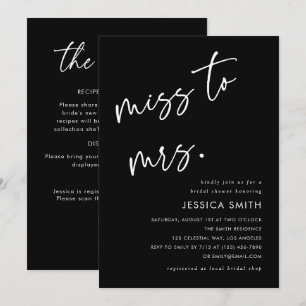 Invitation Mariage Black Moderne Tout-en-un de Mademoiselle à