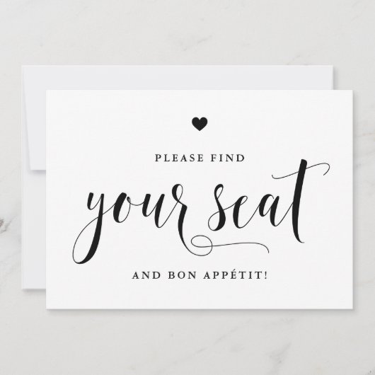 Invitation Mariage Black Trouve ta place et Bon appétit (Devant)