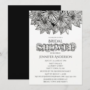 Invitation Mariage Black White Daisy