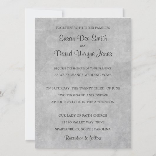 Invitation Mariage blanc (Dos)