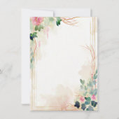 Invitation Mariage blanc à cadre floral rose (Devant)