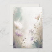 Invitation Mariage blanc à fleurs rose clair et violet (Devant / Derrière)