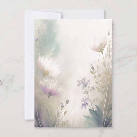 Invitation Mariage blanc à fleurs rose clair et violet (Devant)