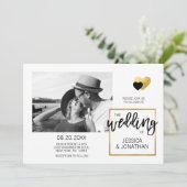 Invitation Mariage blanc à huile d'or unique moderne PHOTO (Debout devant)