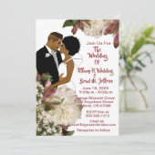 Invitation Mariage blanc afro-américain marié et marié (Debout devant)