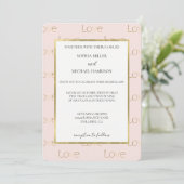 Invitation Mariage Blanc Amour Or Rose Pâle (Debout devant)